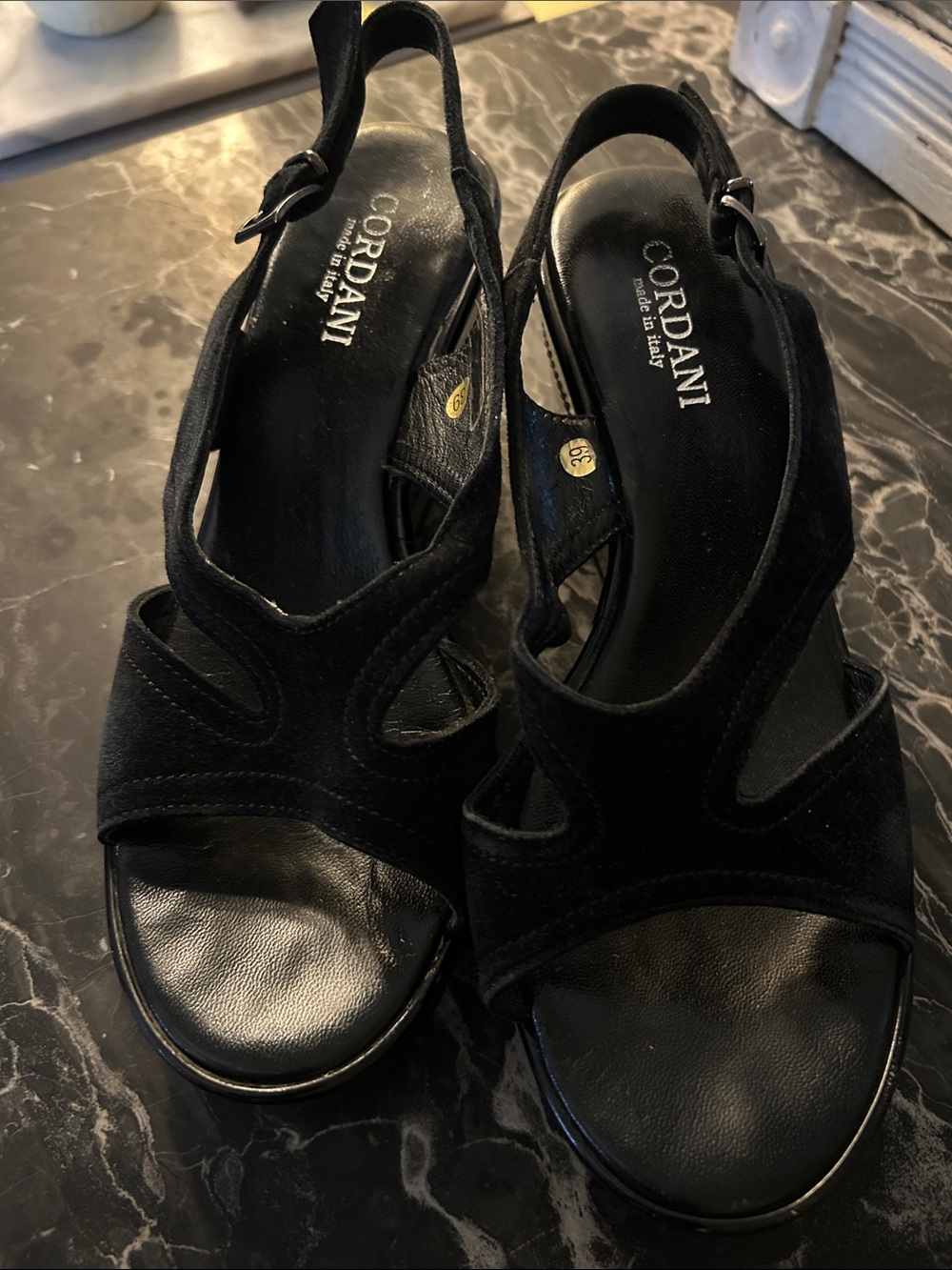 Cordani Black Suede Open-Toe Women's Sandals